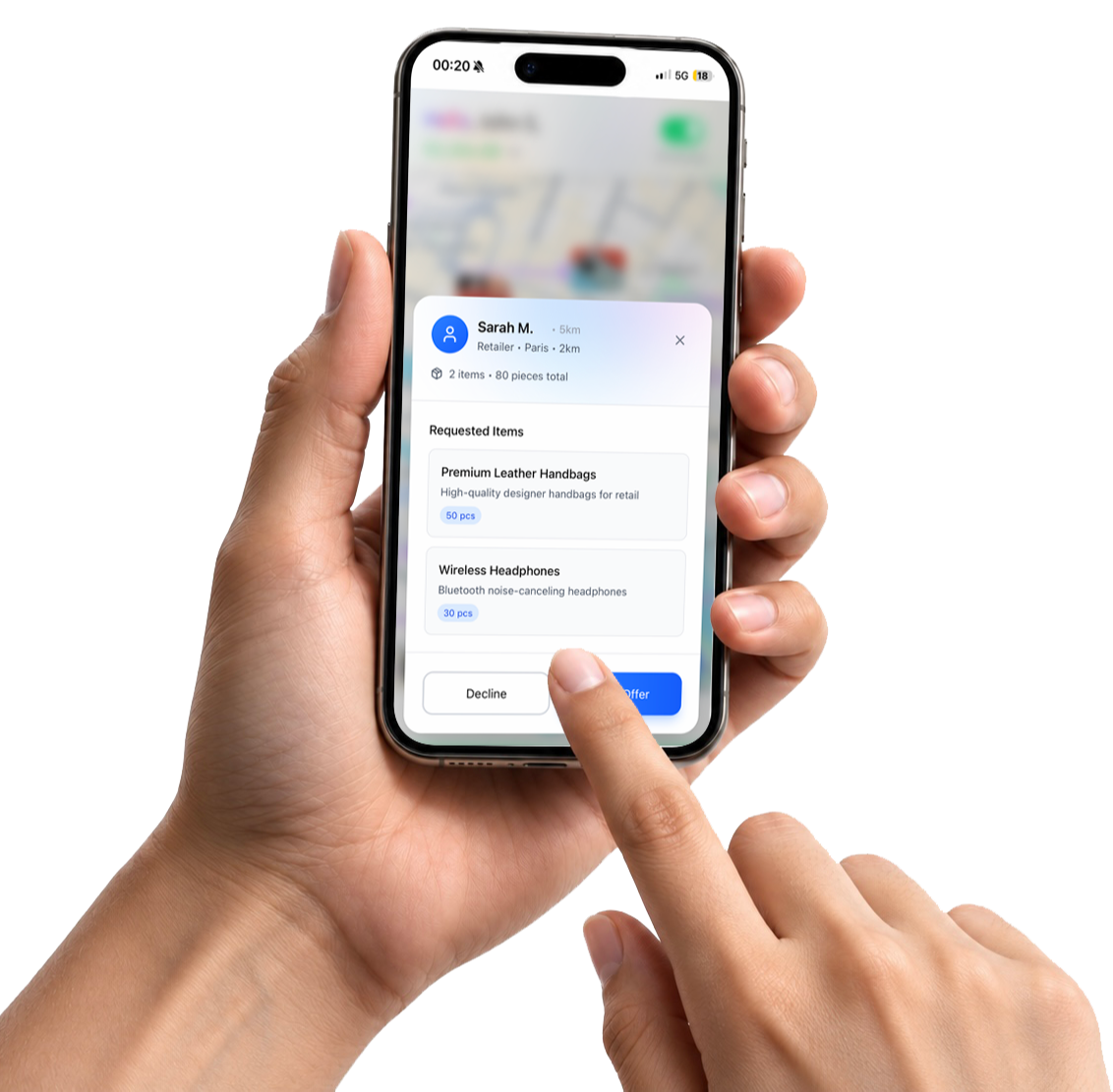 Original ZIPICK live request screen