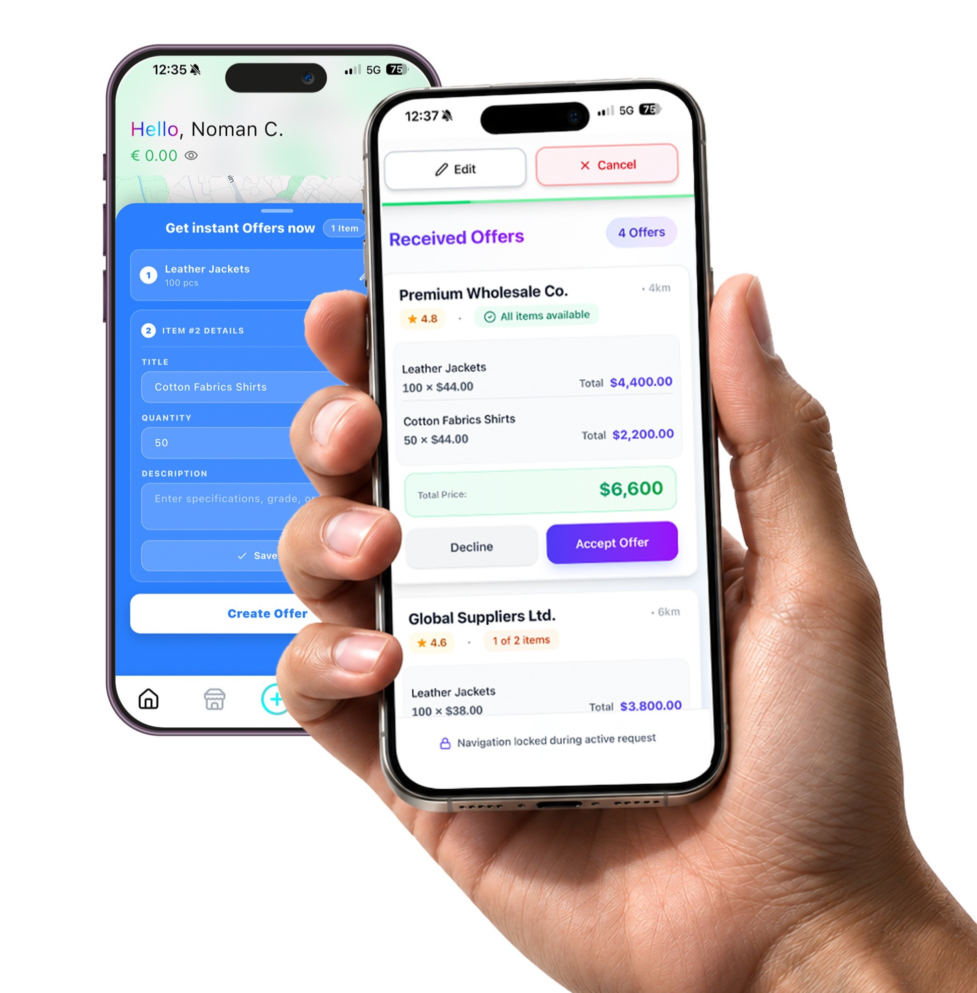 Original ZIPICK request and received offers screens